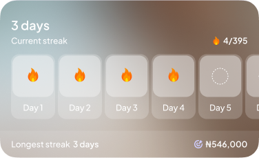 Savings streak tracker showing a 3-day current streak